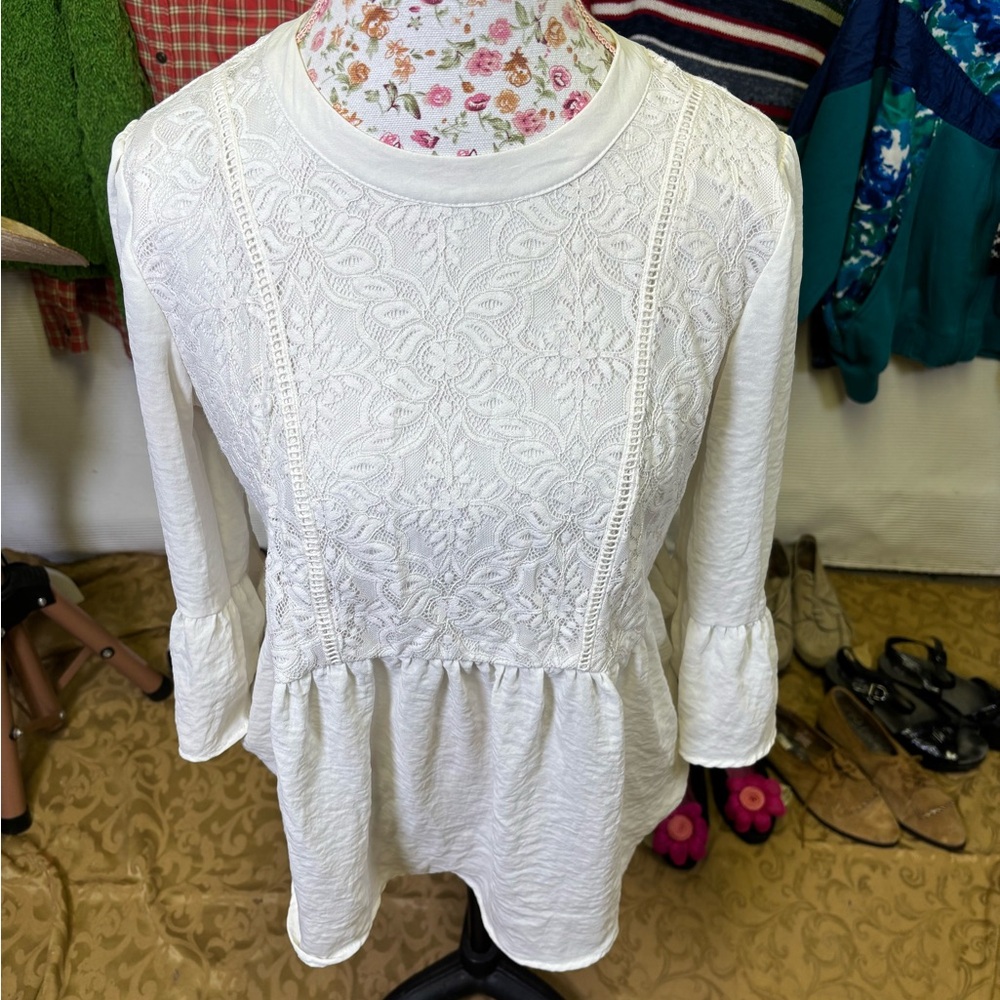 Mango Cream Lace Blouse